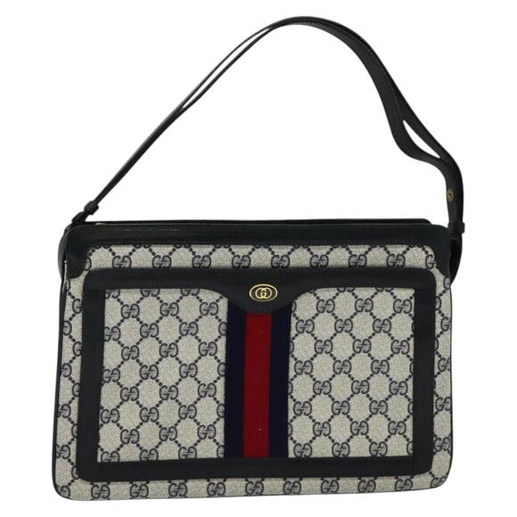 GUCCI GG Supreme Sherry Line Shoulder Bag Pvc Navy Gold 41 02 013 - Picture 2 of 16